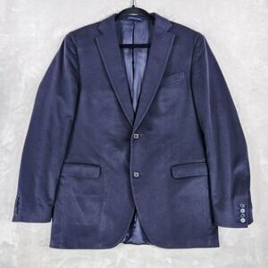 Johnstons Of Elgin Blazer Mens 42L Blue Cashmere Scotland Sport Coat Jacket